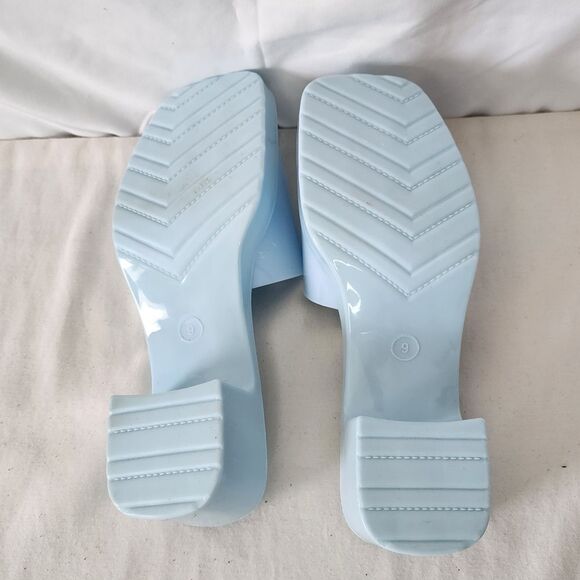 Mix No. 6 Platform Slide Sandals Chunky Block Heel Baby Blue Summer Shoes Size 9 - Picture 6 of 7